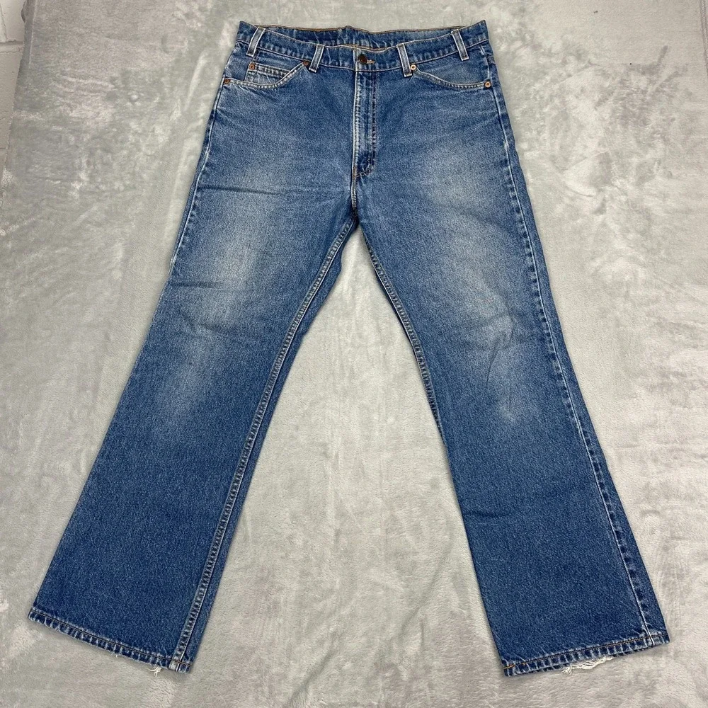 Vtg Levi's Jeans Mens 36x30 Blue Denim Mid Rise 517 Orange Tab Bootcut Leg USA
